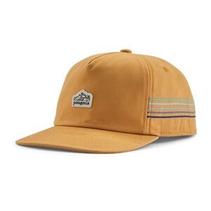 Patagonia Golden Yellow Five-Panel Cap with Teal & Navy Stripes